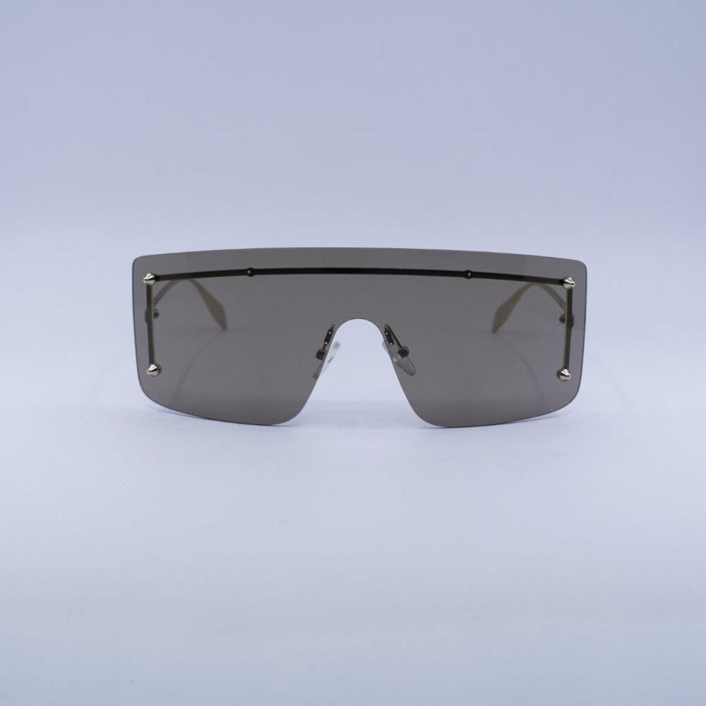 🕶️ New Alexander McQueen AM0412S 002 Sunglasses - Gold Frame, Brown Lenses - Picture 3 of 10